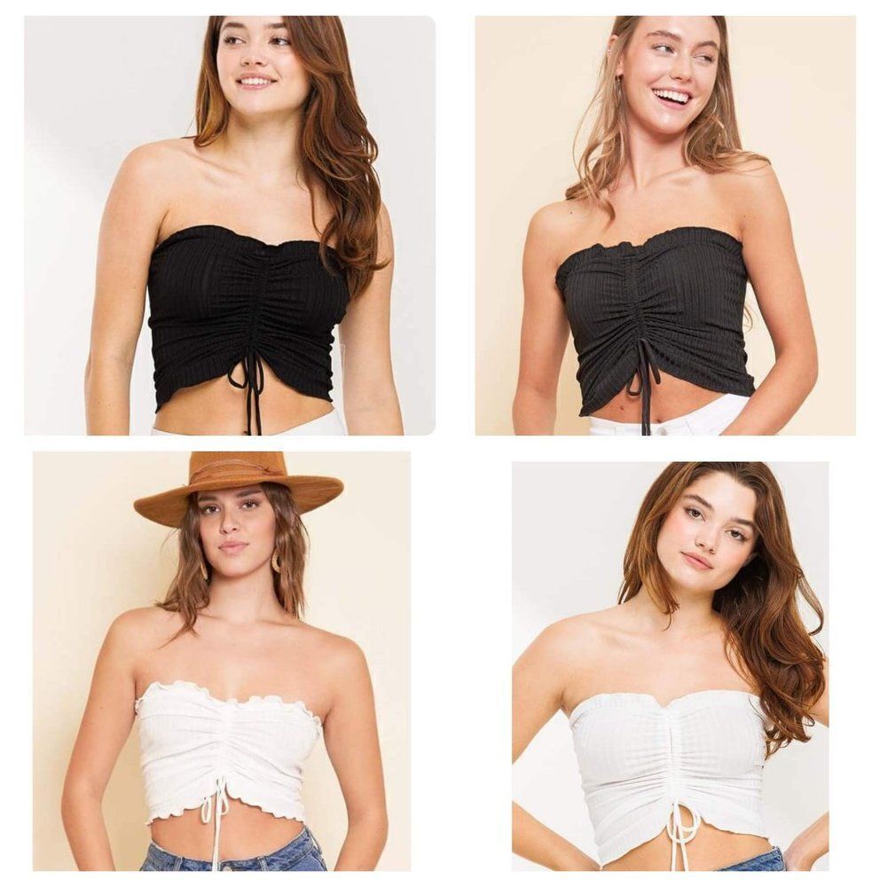 BETTER BE Slinky Material Bulgari Ribbed Crop Top Strapless Bandeau New Size S-L